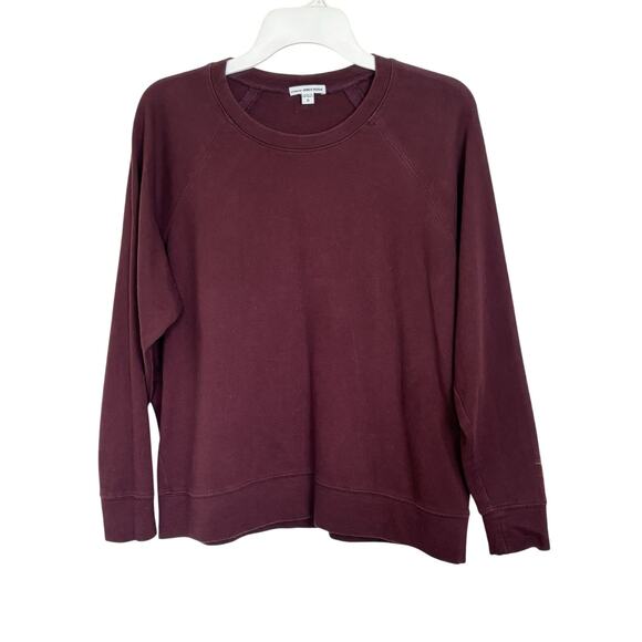 Standard James Perse Burgundy French Terry Crewneck Sweatshirt Size 0 XS Boxy - Picture 1 of 4
